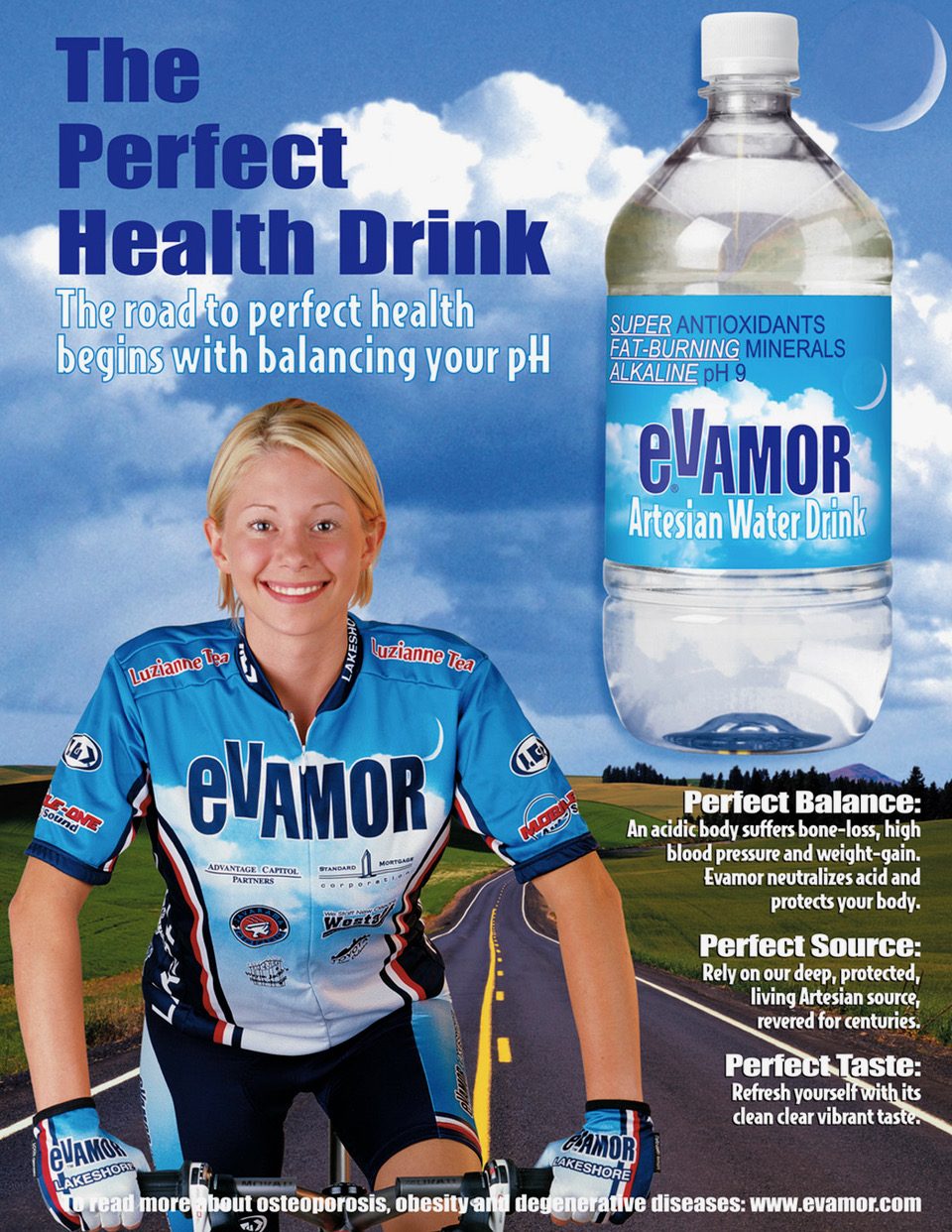 Evamor "The Perfect Health Drink" artesian water ad