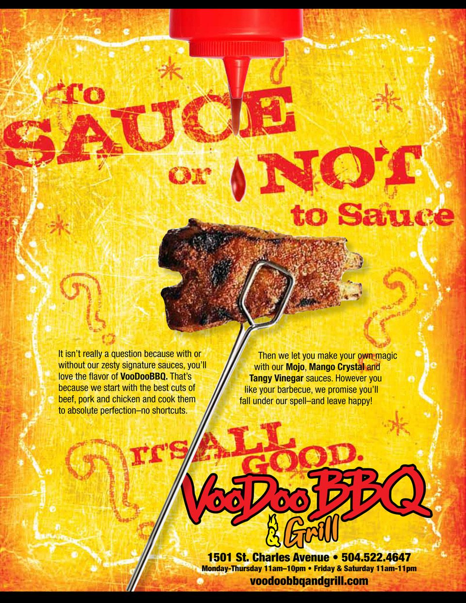 VooDoo BBQ & Grill "To Sauce or Not to Sauce" ad